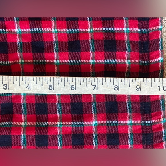 Lands' End women's red plaid flannel sherpa fleece lined long robe size XS - Picture 3 of 15